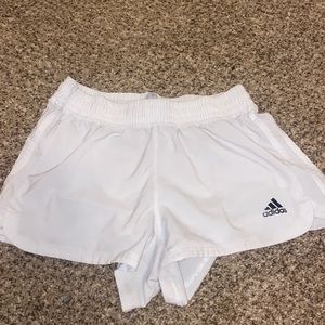 white addidas workout shorts